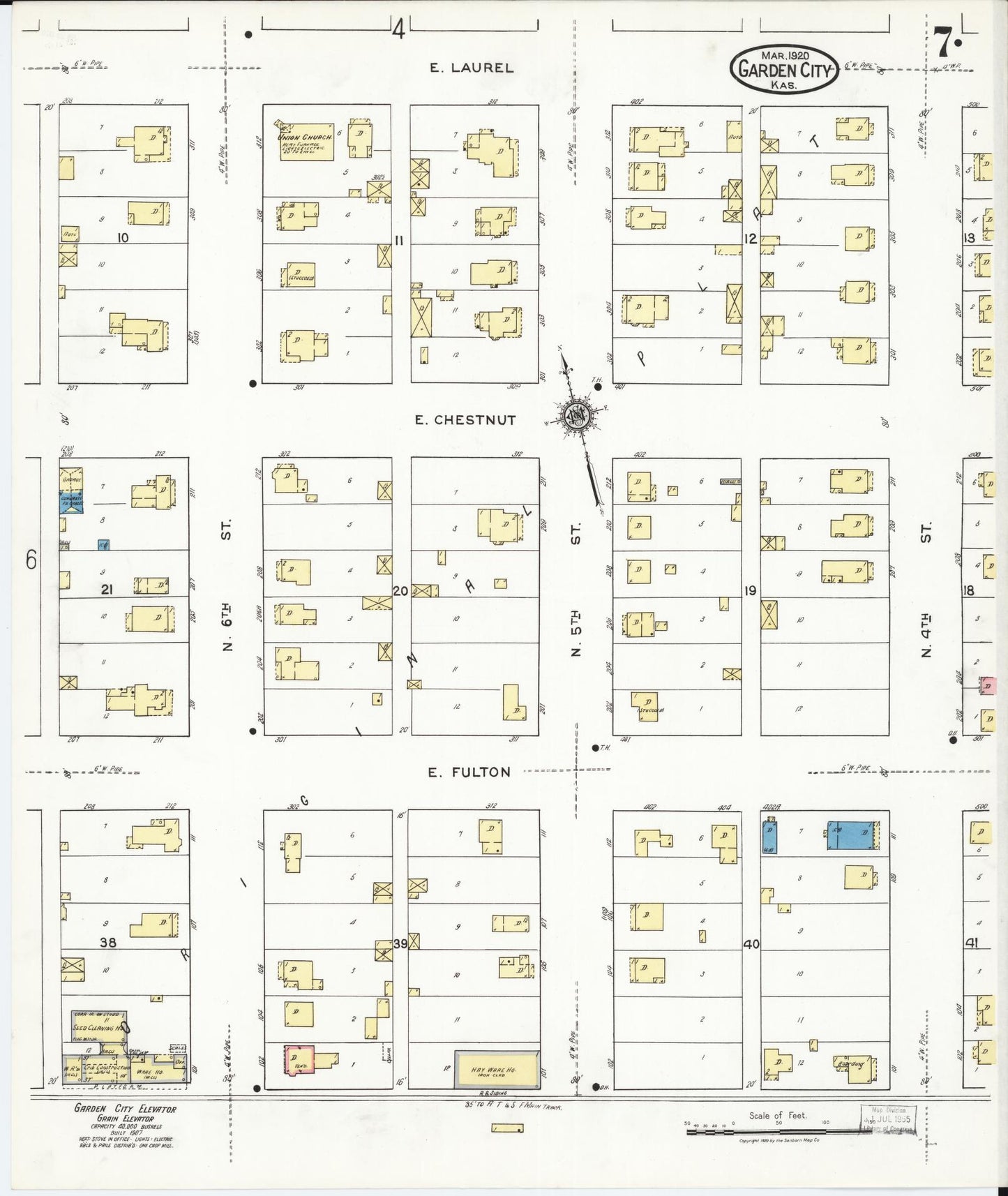 Sanborn Fire Insurance Map from Garden City, Finney County, Kansas (1920), Sheet #0007 - Complete Map Set gallery image, historic Sanborn map, vintage wall art, Kansas Kansas