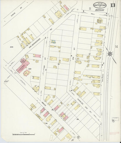 Sanborn Fire Insurance Map from Waterford, Saratoga County, New York (1914), Sheet #0013 - Complete Map Set gallery image, historic Sanborn map, vintage wall art, New York New York