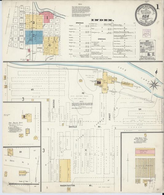 Sanborn Fire Insurance Map from Ada, Norman County, Minnesota (1904), Sheet #0001 - Complete Map Set gallery image, historic Sanborn map, vintage wall art, Minnesota Minnesota