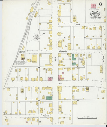 Sanborn Fire Insurance Map from Caldwell, Noble County, Ohio (1905), Sheet #0008 - Historic Sanborn Fire Insurance Map Print, vintage old map wall art, antique decor, genealogy gift, Ohio Ohio map