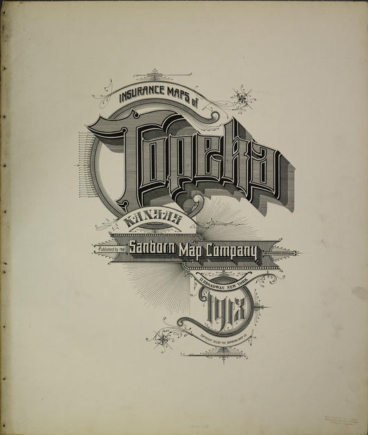 Sanborn Fire Insurance Map from Topeka, Shawnee County, Kansas (1913), Sheet #0001 - Historic Sanborn Fire Insurance Map Print, vintage old map wall art, antique decor, genealogy gift, Kansas Kansas map