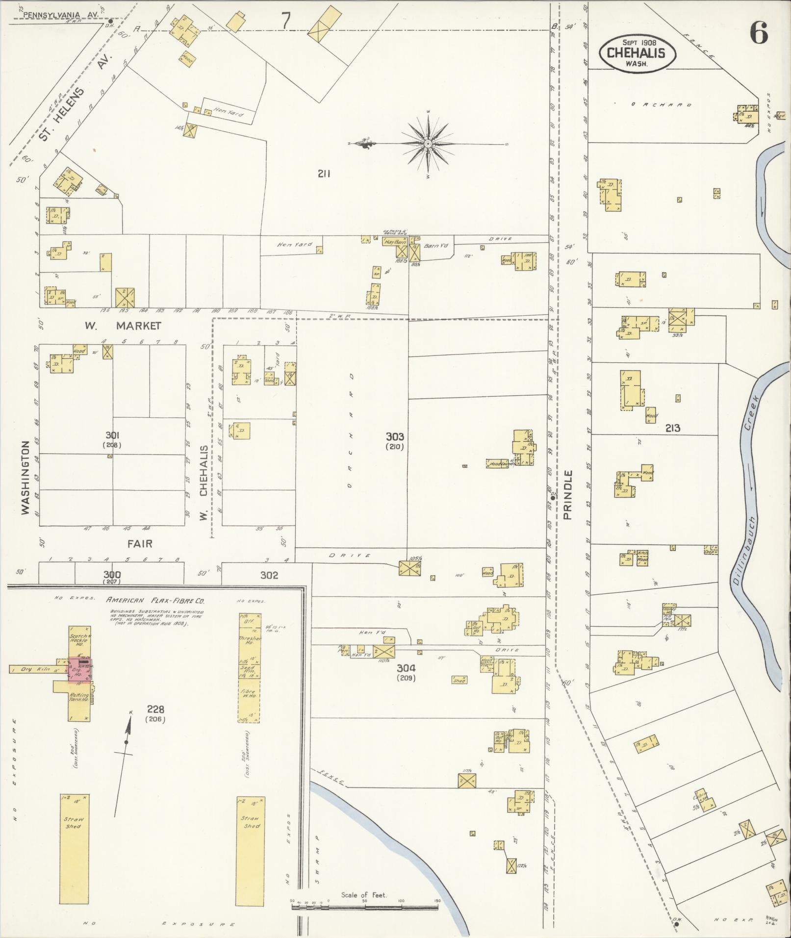 Sanborn Fire Insurance Map from Chehalis, Lewis County, Washington (1908), Sheet #0006 - Complete Map Set gallery image, historic Sanborn map, vintage wall art, Washington Washington