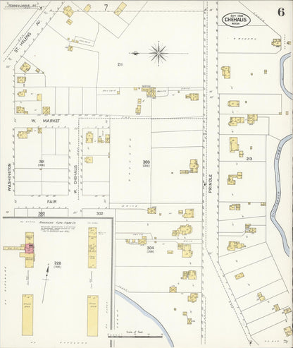 Sanborn Fire Insurance Map from Chehalis, Lewis County, Washington (1908), Sheet #0006 - Complete Map Set gallery image, historic Sanborn map, vintage wall art, Washington Washington