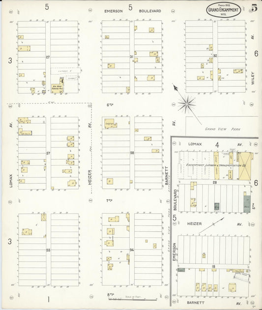 Sanborn Fire Insurance Map from Grand Encampment, Carbon County, Wyoming (1903), Sheet #0005 - Historic Sanborn Fire Insurance Map Print, vintage old map wall art, antique decor, genealogy gift, Wyoming Wyoming map