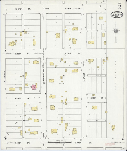 Sanborn Fire Insurance Map from Lexington, Dawson County, Nebraska (1920), Sheet #0002 - Historic Sanborn Fire Insurance Map Print, vintage old map wall art, antique decor, genealogy gift, Nebraska Nebraska map