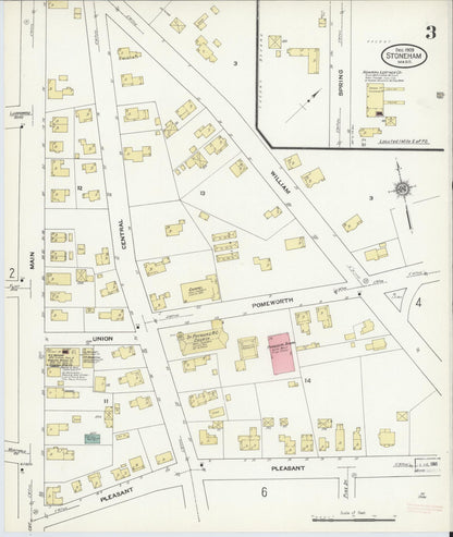 Sanborn Fire Insurance Map from Stoneham, Middlesex County, Massachusetts (1909), Sheet #0003 - Historic Sanborn Fire Insurance Map Print, vintage old map wall art, antique decor, genealogy gift, Massachusetts Massachusetts map