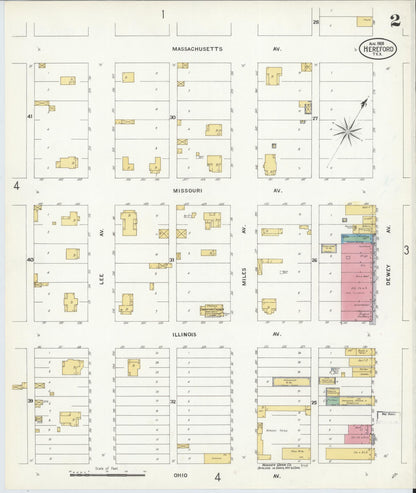 Sanborn Fire Insurance Map from Hereford, Deaf Smith County, Texas (1908), Sheet #0002 - Historic Sanborn Fire Insurance Map Print, vintage old map wall art, antique decor, genealogy gift, Texas Texas map