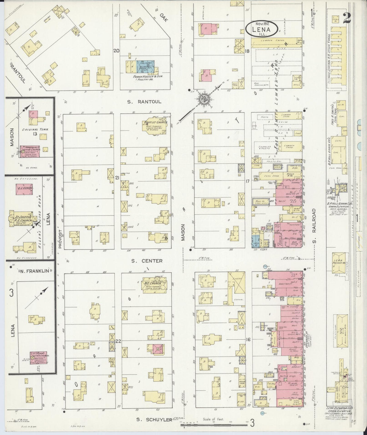 Sanborn Fire Insurance Map from Lena, Stephenson County, Illinois (1912), Sheet #0002 - Complete Map Set gallery image, historic Sanborn map, vintage wall art, Illinois Illinois