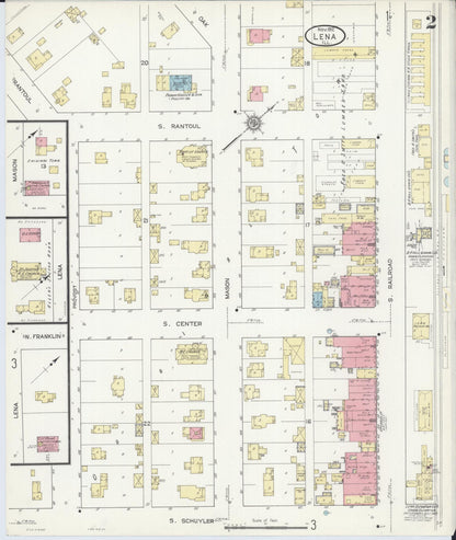 Sanborn Fire Insurance Map from Lena, Stephenson County, Illinois (1912), Sheet #0002 - Complete Map Set gallery image, historic Sanborn map, vintage wall art, Illinois Illinois