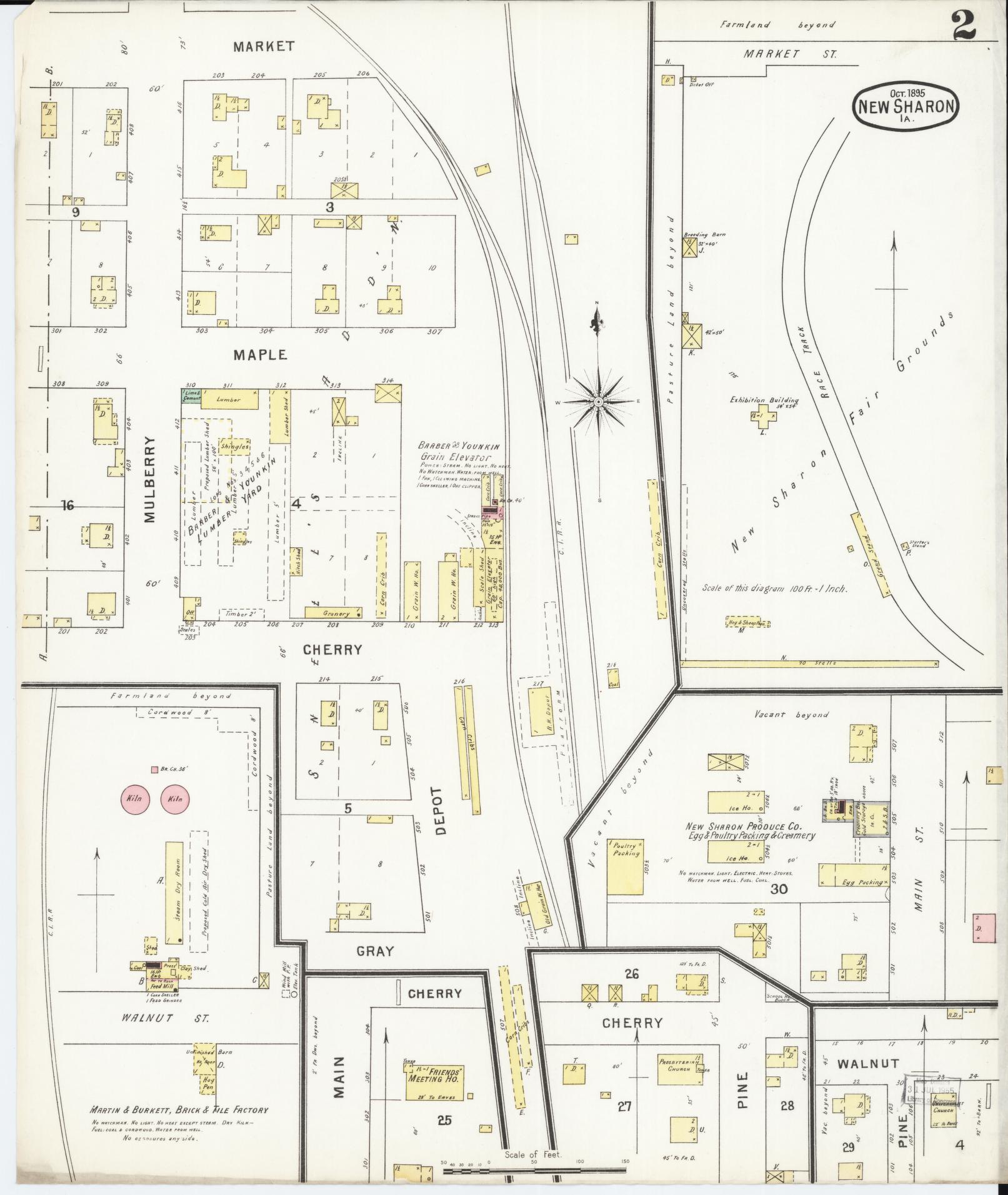 Sanborn Fire Insurance Map from New Sharon, Mahaska County, Iowa (1895), Sheet #0002 - Historic Sanborn Fire Insurance Map Print