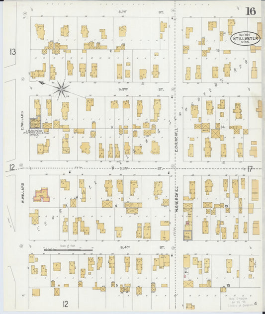 Sanborn Fire Insurance Map from Stillwater, Washington County, Minnesota (1904), Sheet #0016 - Historic Sanborn Fire Insurance Map Print, vintage old map wall art, antique decor, genealogy gift, Minnesota Minnesota map