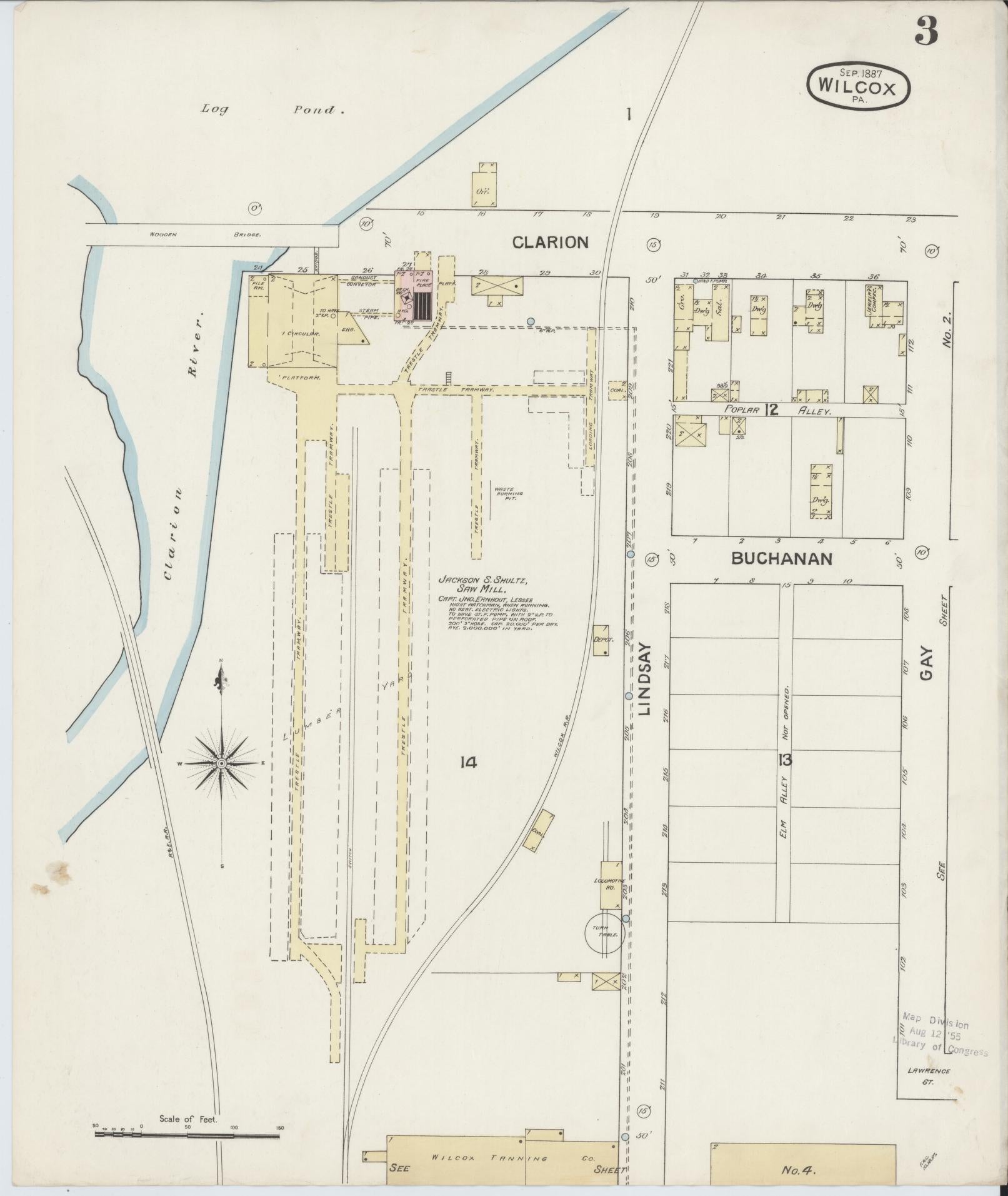 Sanborn Fire Insurance Map from Wilcox, Elk County, Pennsylvania (1887), Sheet #0003 - Complete Map Set gallery image, historic Sanborn map, vintage wall art, Pennsylvania Pennsylvania