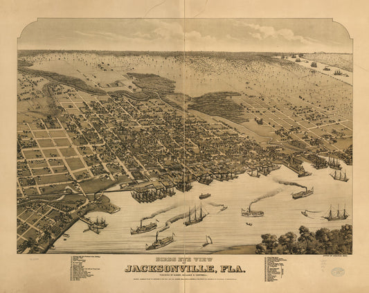 Birds eye view of Jacksonville, Fla. (1876) – Historic Bird’s-Eye View Panorama Print