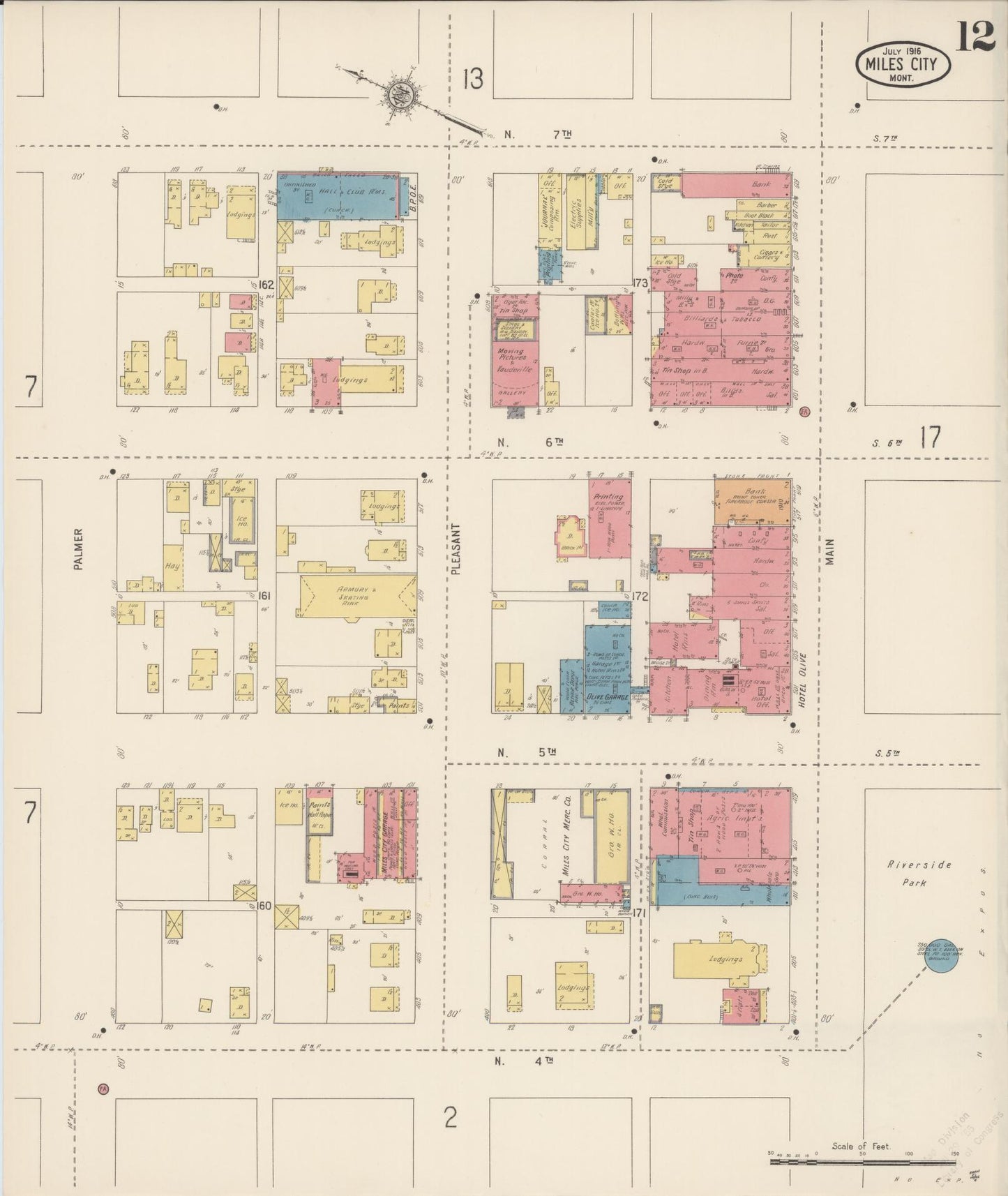 Sanborn Fire Insurance Map from Miles City, Custer County, Montana (1916), Sheet #0012 - Complete Map Set gallery image, historic Sanborn map, vintage wall art, Montana Montana