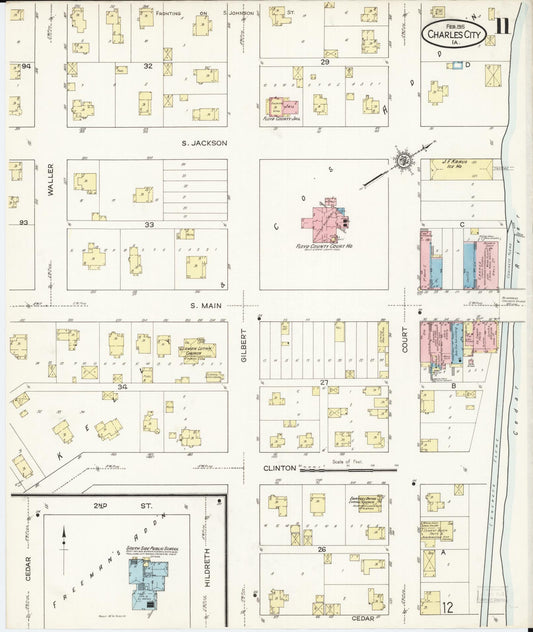 Sanborn Fire Insurance Map from Charles City, Floyd County, Iowa (1915), Sheet #0011 - Historic Sanborn Fire Insurance Map Print, vintage old map wall art