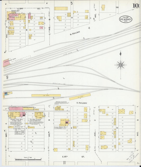 Sanborn Fire Insurance Map from Kearney, Buffalo County, Nebraska (1904), Sheet #0010 - Historic Sanborn Fire Insurance Map Print, vintage old map wall art, antique decor, genealogy gift, Nebraska Nebraska map