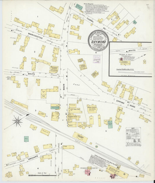 Sanborn Fire Insurance Map from Raymond, Rockingham County, New Hampshire. (1908) – Historic Sanborn Fire Insurance Map Print