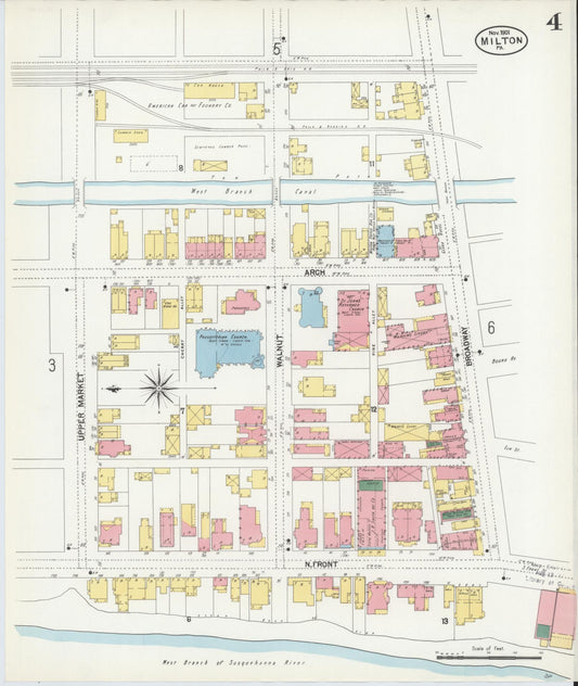 Sanborn Fire Insurance Map from Milton, Northumberland County, Pennsylvania (1901), Sheet #0004 - Historic Sanborn Fire Insurance Map Print, vintage old map wall art, antique decor, genealogy gift, Pennsylvania Pennsylvania map