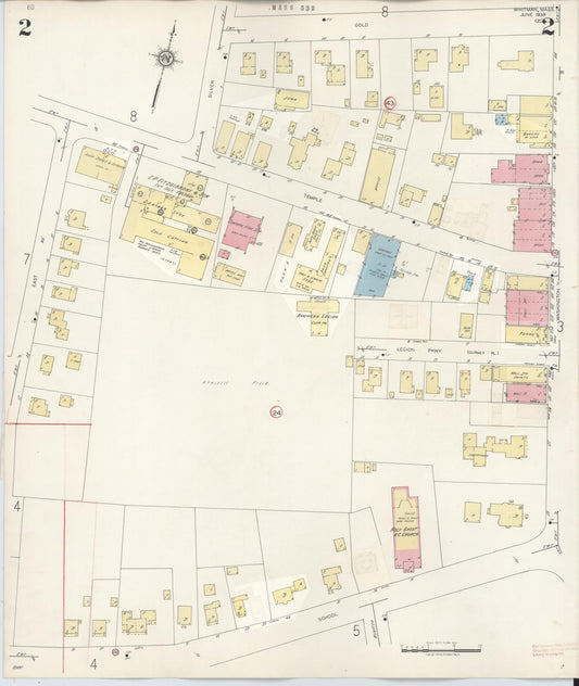 Sanborn Fire Insurance Map from Whitman, Plymouth County, Massachusetts (1950), Sheet #0002 - Historic Sanborn Fire Insurance Map Print, vintage old map wall art, antique decor, genealogy gift, Massachusetts Massachusetts map