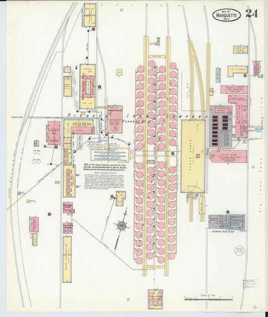 Sanborn Fire Insurance Map from Marquette, Marquette County, Michigan (1911), Sheet #0024 - Historic Sanborn Fire Insurance Map Print, vintage old map wall art, antique decor, genealogy gift, Michigan Michigan map