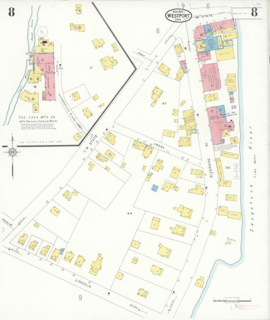 Sanborn Fire Insurance Map from Westport, Fairfield County, Connecticut (1931), Sheet #0008 - Historic Sanborn Fire Insurance Map Print, vintage old map wall art, antique decor, genealogy gift, Connecticut Connecticut map