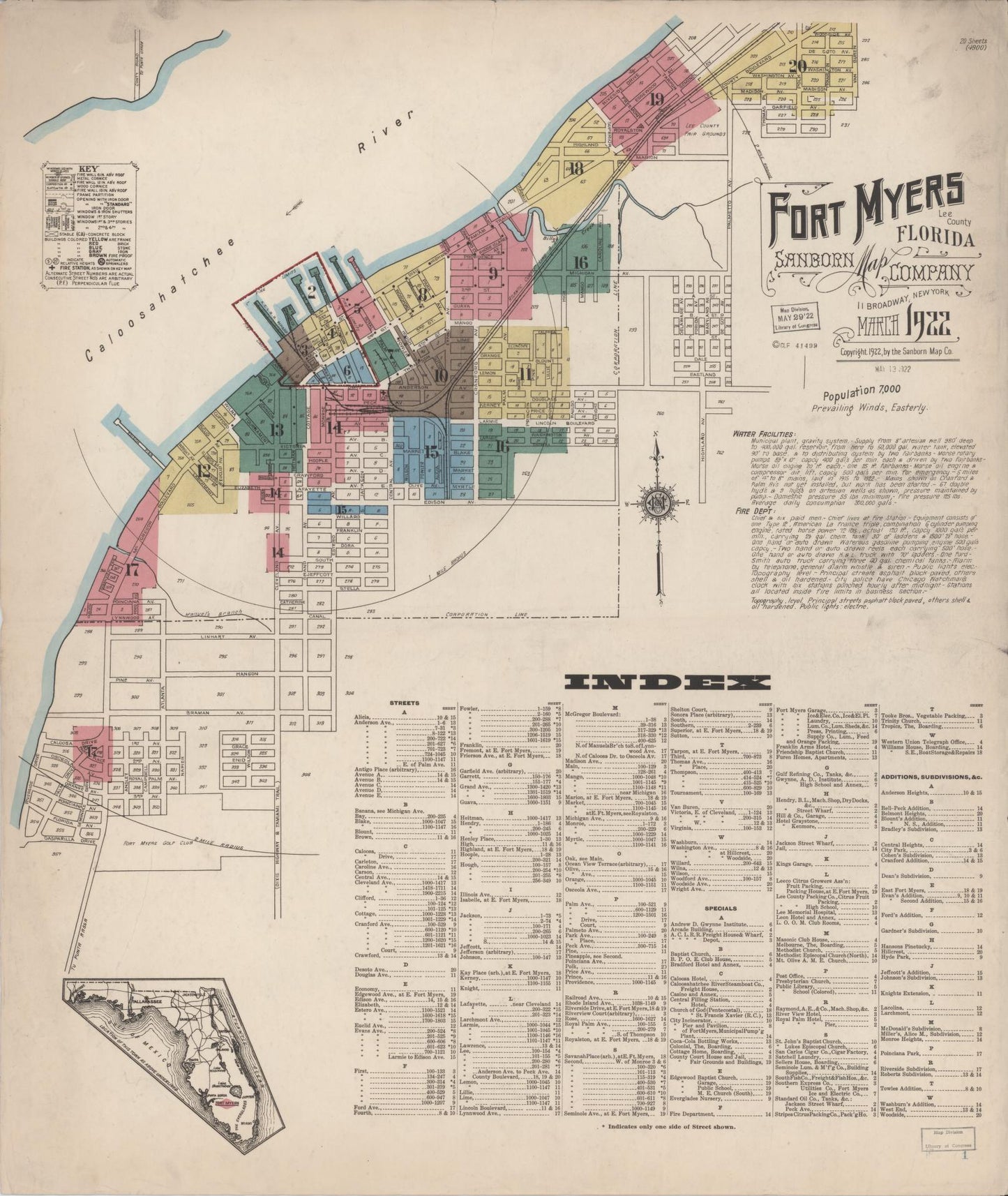 Sanborn Fire Insurance Map from Fort Myers, Lee County, Florida. (1922) – Historic Sanborn Fire Insurance Map Print
