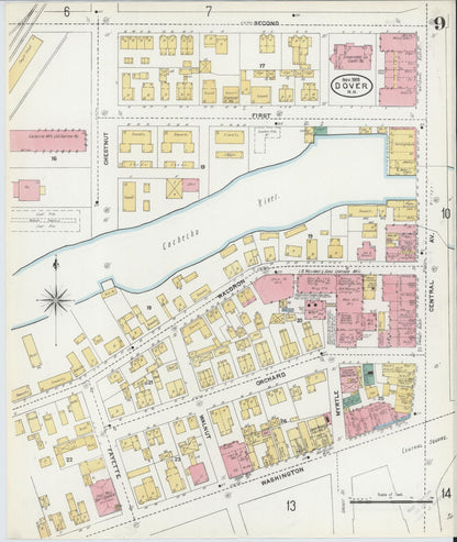 Sanborn Fire Insurance Map from Dover, Strafford County, New Hampshire (1905), Sheet #0009 - Complete Map Set gallery image, historic Sanborn map, vintage wall art, New Hampshire New Hampshire