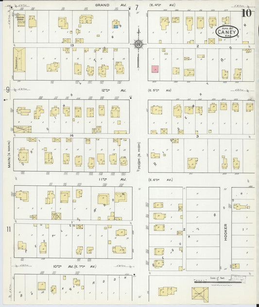 Sanborn Fire Insurance Map from Caney, Montgomery County, Kansas (1917), Sheet #0010 - Historic Sanborn Fire Insurance Map Print, vintage old map wall art, antique decor, genealogy gift, Kansas Kansas map