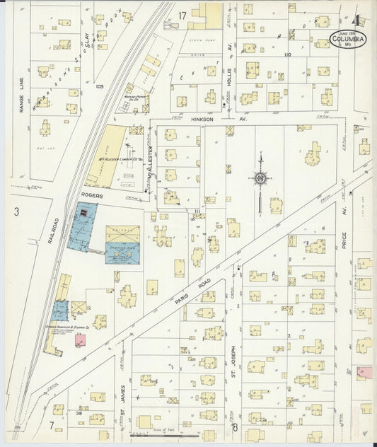Sanborn Fire Insurance Map from Columbia, Boone County, Missouri (1914), Sheet #0004 - Historic Sanborn Fire Insurance Map Print, vintage old map wall art, antique decor, genealogy gift, Missouri Missouri map