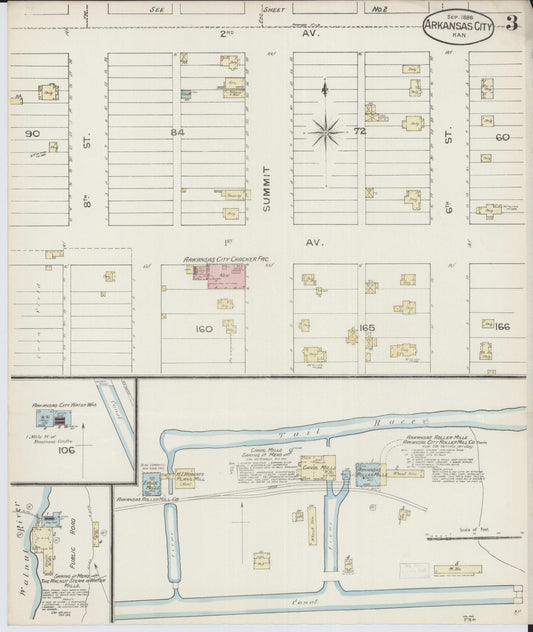 Sanborn Fire Insurance Map from Arkansas City, Cowley County, Kansas (1886), Sheet #0003 - Historic Sanborn Fire Insurance Map Print, vintage old map wall art, antique decor, genealogy gift, Arkansas Arkansas map