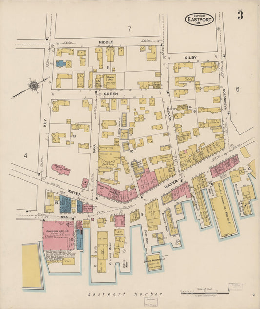 Sanborn Fire Insurance Map from Eastport, Washington County, Maine (1921), Sheet #0003 - Historic Sanborn Fire Insurance Map Print, vintage old map wall art, antique decor, genealogy gift, Maine Maine map