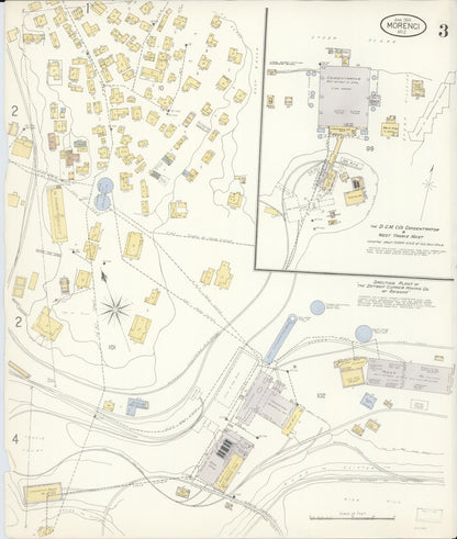 Sanborn Fire Insurance Map from Morenci, Greenlee County, Arizona (1904), Sheet #0003 - Complete Map Set gallery image, historic Sanborn map, vintage wall art, Arizona Arizona