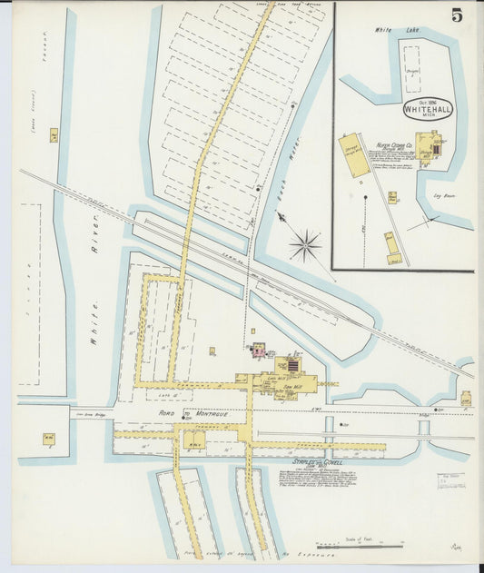 Sanborn Fire Insurance Map from Whitehall, Muskegon County, Michigan (1896), Sheet #0005 - Historic Sanborn Fire Insurance Map Print, vintage old map wall art, antique decor, genealogy gift, Michigan Michigan map