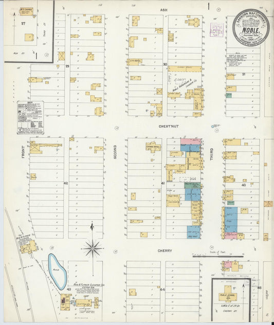 Sanborn Fire Insurance Map from Noble, Cleveland County, Oklahoma (1904), Sheet #0001 - Historic Sanborn Fire Insurance Map Print, vintage old map wall art, antique decor, genealogy gift, Oklahoma Oklahoma map