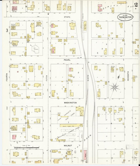 Sanborn Fire Insurance Map from Farmington, Van Buren County, Iowa (1898), Sheet #0002 - Historic Sanborn Fire Insurance Map Print, vintage old map wall art