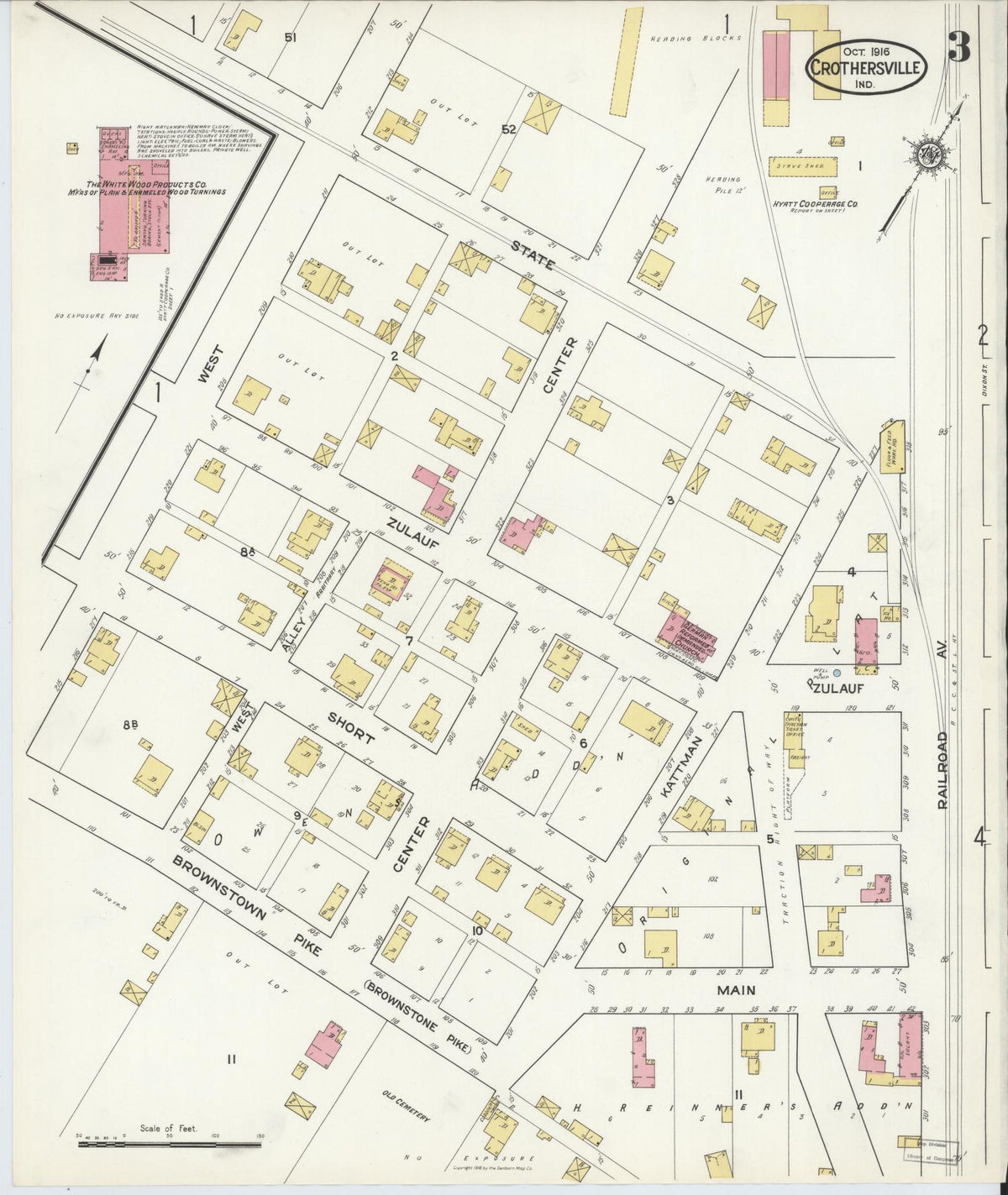 Sanborn Fire Insurance Map from Crothersville, Jackson County, Indiana (1916), Sheet #0003 - Historic Sanborn Fire Insurance Map Print, vintage old map wall art, antique decor, genealogy gift, Indiana Indiana map