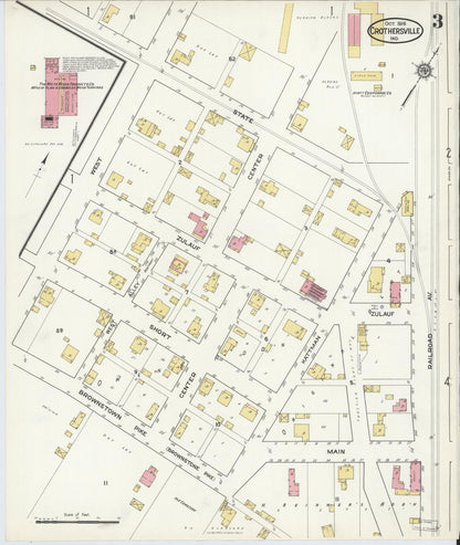 Sanborn Fire Insurance Map from Crothersville, Jackson County, Indiana (1916), Sheet #0003 - Historic Sanborn Fire Insurance Map Print, vintage old map wall art, antique decor, genealogy gift, Indiana Indiana map
