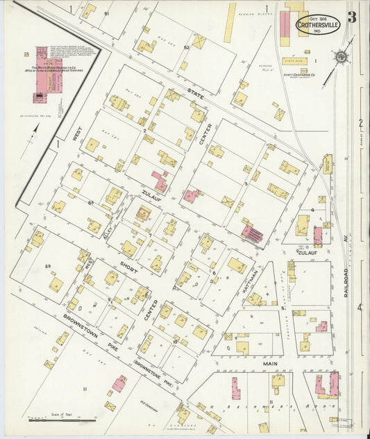 Sanborn Fire Insurance Map from Crothersville, Jackson County, Indiana (1916), Sheet #0003 - Historic Sanborn Fire Insurance Map Print, vintage old map wall art, antique decor, genealogy gift, Indiana Indiana map