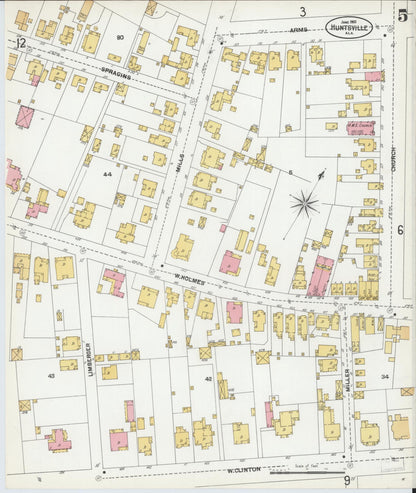 Sanborn Fire Insurance Map from Huntsville, Madison County, Alabama (1901), Sheet #0005 - Complete Map Set gallery image, historic Sanborn map, vintage wall art, Alabama Alabama