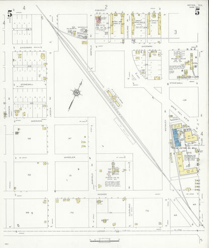 Sanborn Fire Insurance Map from Rotan, Fisher County, Texas (1933), Sheet #0005 - Complete Map Set gallery image, historic Sanborn map, vintage wall art, Texas Texas