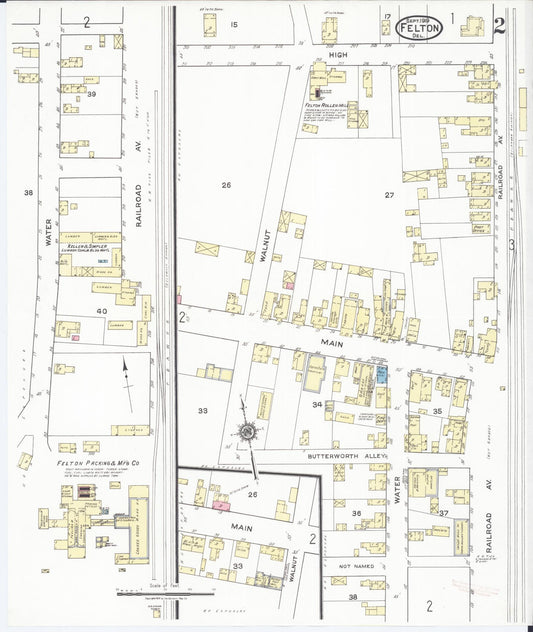 Sanborn Fire Insurance Map from Felton, Kent County, Delaware (1919), Sheet #0002 - Historic Sanborn Fire Insurance Map Print, vintage old map wall art, antique decor, genealogy gift, Delaware Delaware map