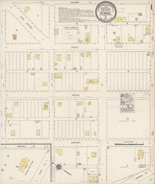 Sanborn Fire Insurance Map from Newhall, Los Angeles County, California (1918), Sheet #0001 - Historic Sanborn Fire Insurance Map Print, vintage old map wall art, antique decor, genealogy gift, California California map