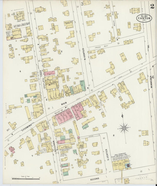 Sanborn Fire Insurance Map from Canton, Bradford County, Pennsylvania (1897), Sheet #0002 - Historic Sanborn Fire Insurance Map Print, vintage old map wall art, antique decor, genealogy gift, Pennsylvania Pennsylvania map
