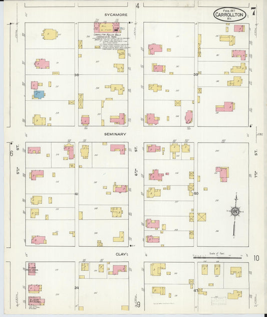 Sanborn Fire Insurance Map from Carrollton, Carroll County, Kentucky (1917), Sheet #0007 - Historic Sanborn Fire Insurance Map Print, vintage old map wall art, antique decor, genealogy gift, Kentucky Kentucky map