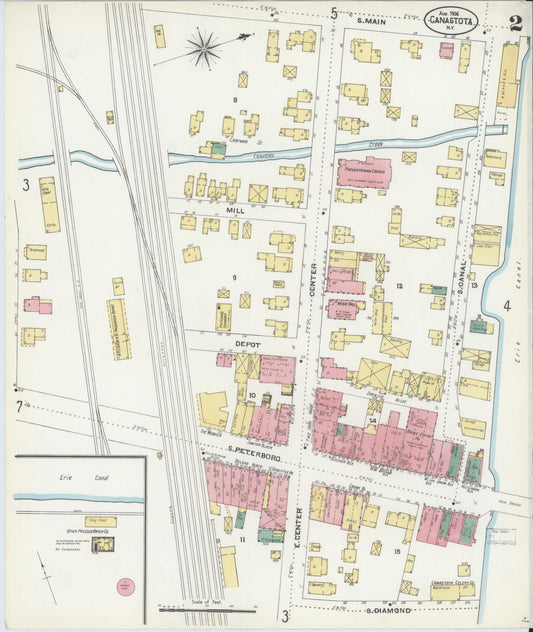 Sanborn Fire Insurance Map from Canastota, Madison County, New York (1906), Sheet #0002 - Historic Sanborn Fire Insurance Map Print, vintage old map wall art, antique decor, genealogy gift, New York New York map