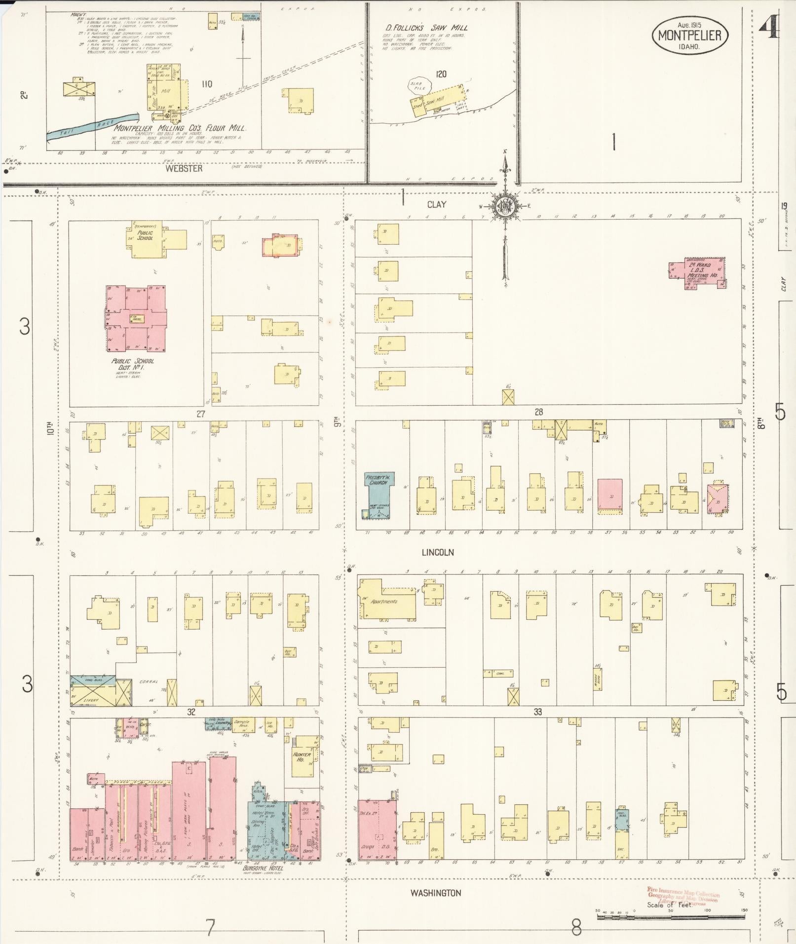 Sanborn Fire Insurance Map from Montpelier, Bear Lake County, Idaho (1915), Sheet #0004 - Complete Map Set gallery image, historic Sanborn map, vintage wall art, Idaho Idaho
