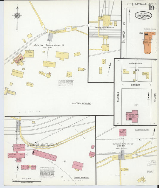 Sanborn Fire Insurance Map from Ishpeming, Marquette County, Michigan (1917), Sheet #0019 - Historic Sanborn Fire Insurance Map Print, vintage old map wall art, antique decor, genealogy gift, Michigan Michigan map