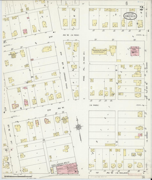 Sanborn Fire Insurance Map from Cresco, Howard County, Iowa (1914), Sheet #0002 - Historic Sanborn Fire Insurance Map Print, vintage old map wall art