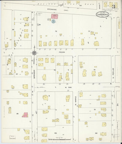 Sanborn Fire Insurance Map from Carbondale, Jackson County, Illinois (1913), Sheet #0003 - Complete Map Set gallery image, historic Sanborn map, vintage wall art, Illinois Illinois