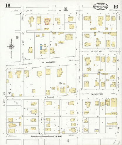 Sanborn Fire Insurance Map from Paragould, Greene County, Arkansas (1923), Sheet #0016 - Complete Map Set gallery image, historic Sanborn map, vintage wall art, Arkansas Arkansas